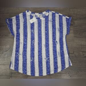 Cato Womens Beach Themed Shirt Size L NWT